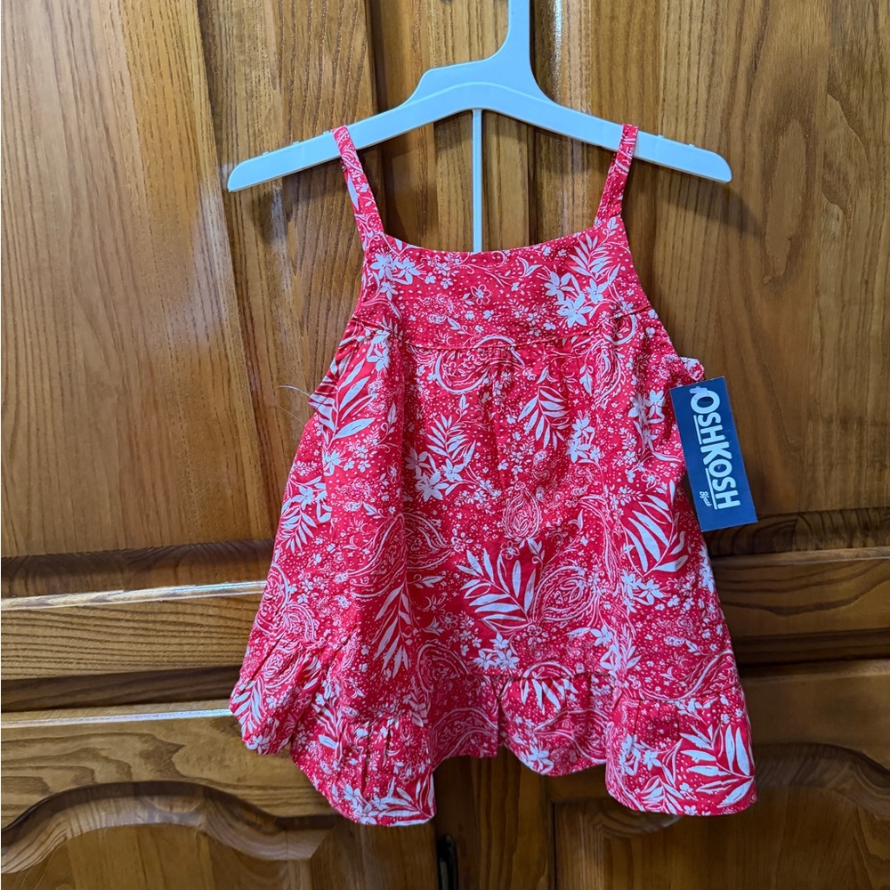 Girls 5T OshKosh B'gosh Red Floral‎ Kids 2 piece Short Set NWT